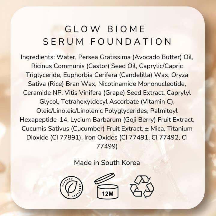EMANI VEGAN COSMETICS - Vente Fonds de teint - Glow Biome Fond de Teint Sérum NAD+11