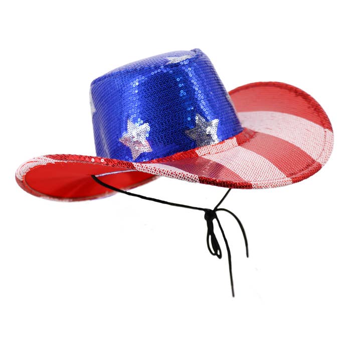 USA Flag Sequins Cowboy Hat for wholesale by Western Fashion