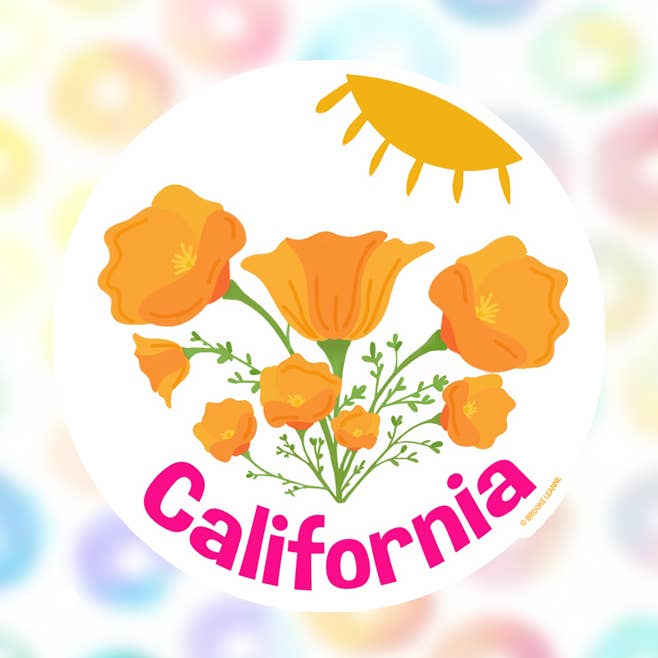 California Poppy Vinyl Sticker for wholesale by Brooke LeAnne