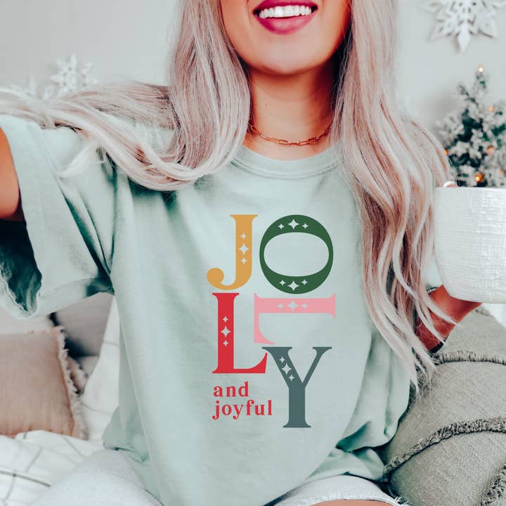 Jolly and Joyful Wholesale Comfort Color Graphic Tee - Fast Shipping for wholesale by Limeberry Designs