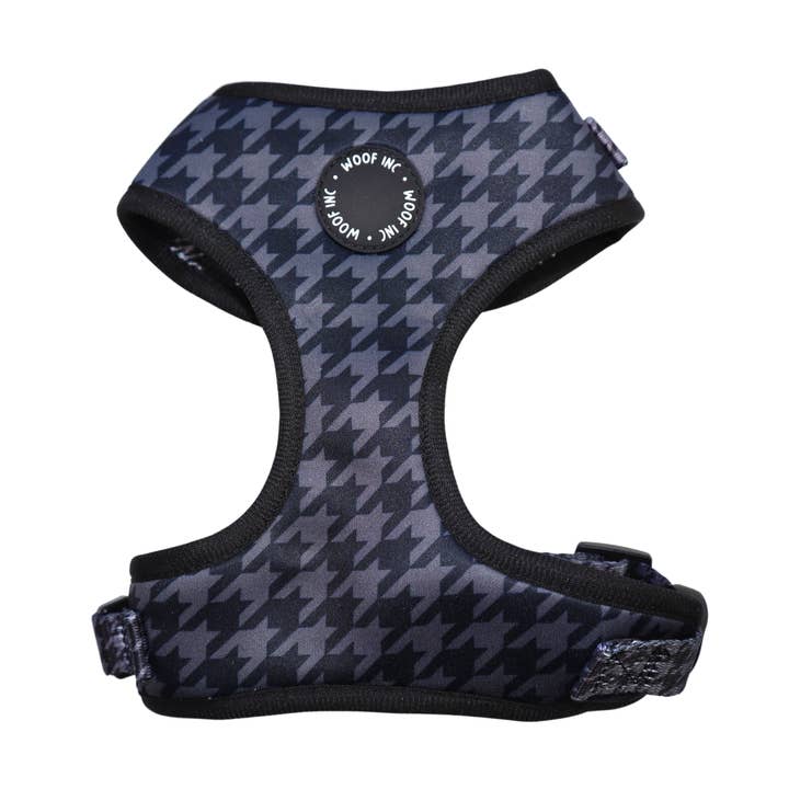 WOOF INC - Wholesale Pet Harness - Dog - Black Houndstooth Adjustable Dog Harness