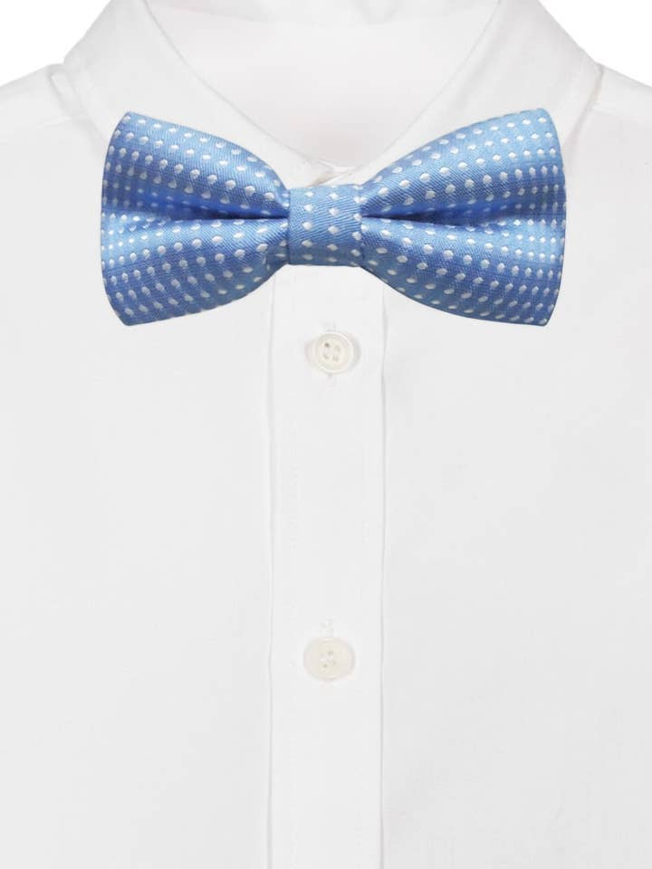 BOY'S BLUE BOW TIE WITH WHITE POLKA DOTS for wholesale by Josvil