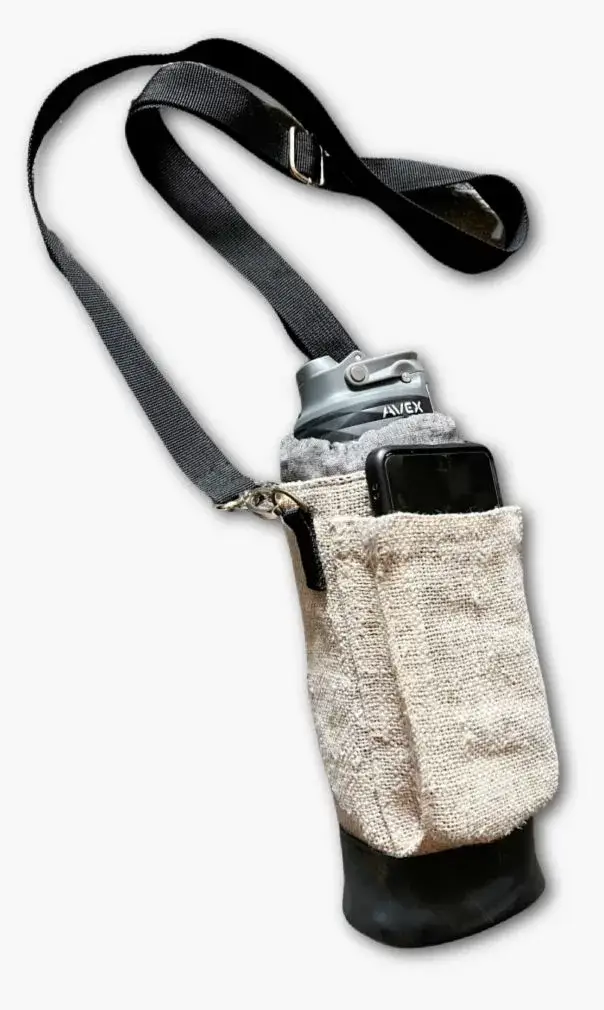 Ganesh Himal Trading - Wholesale Bottle Rack/Holder - Wild Hemp + Rubber Water Bottle Holder, Phone Pocket2