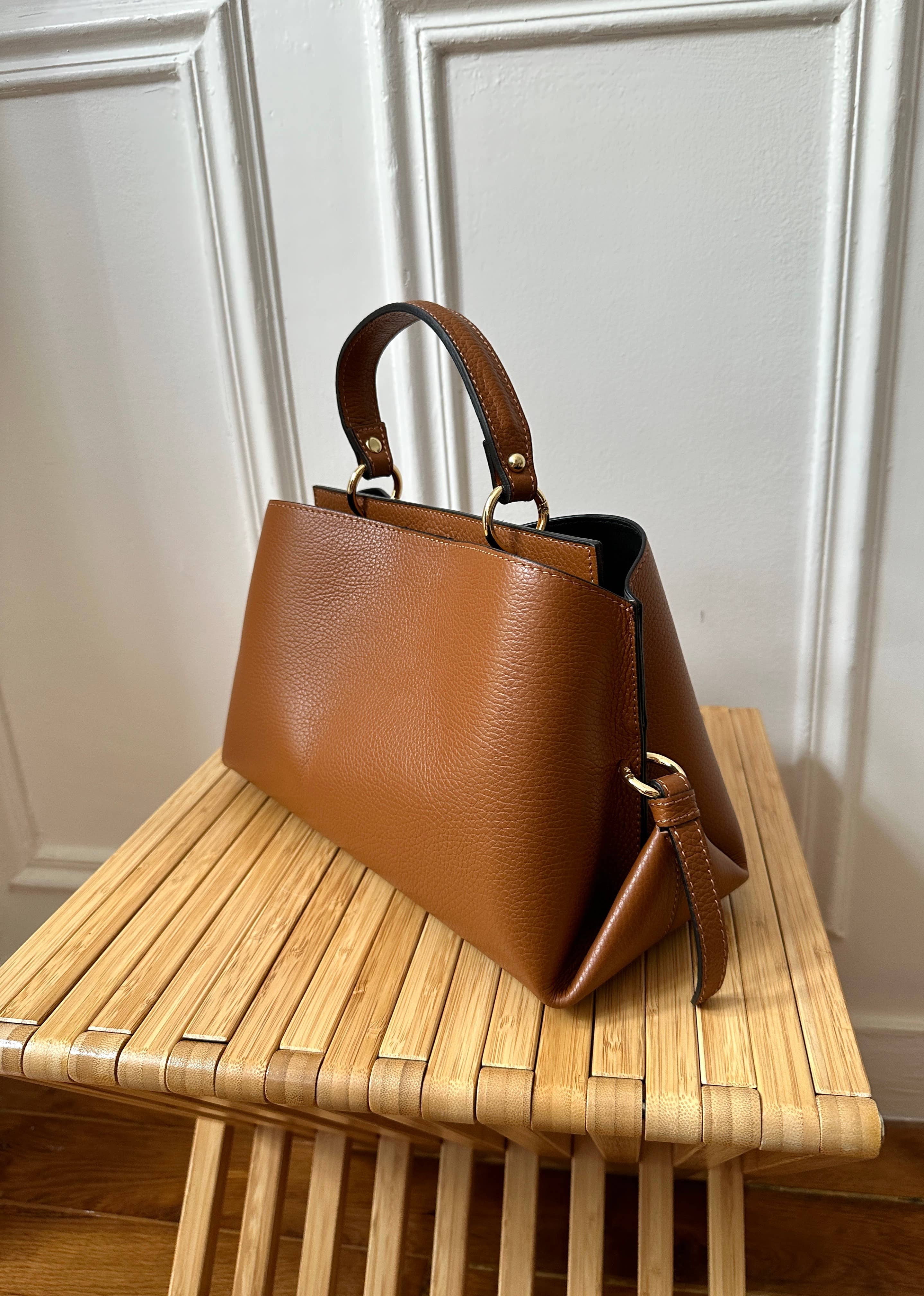 JULIA PARIS - Venta al por mayor Bolso con asas - Mujer - Bolso de piel granulada con asa de mano y correa para hombro8