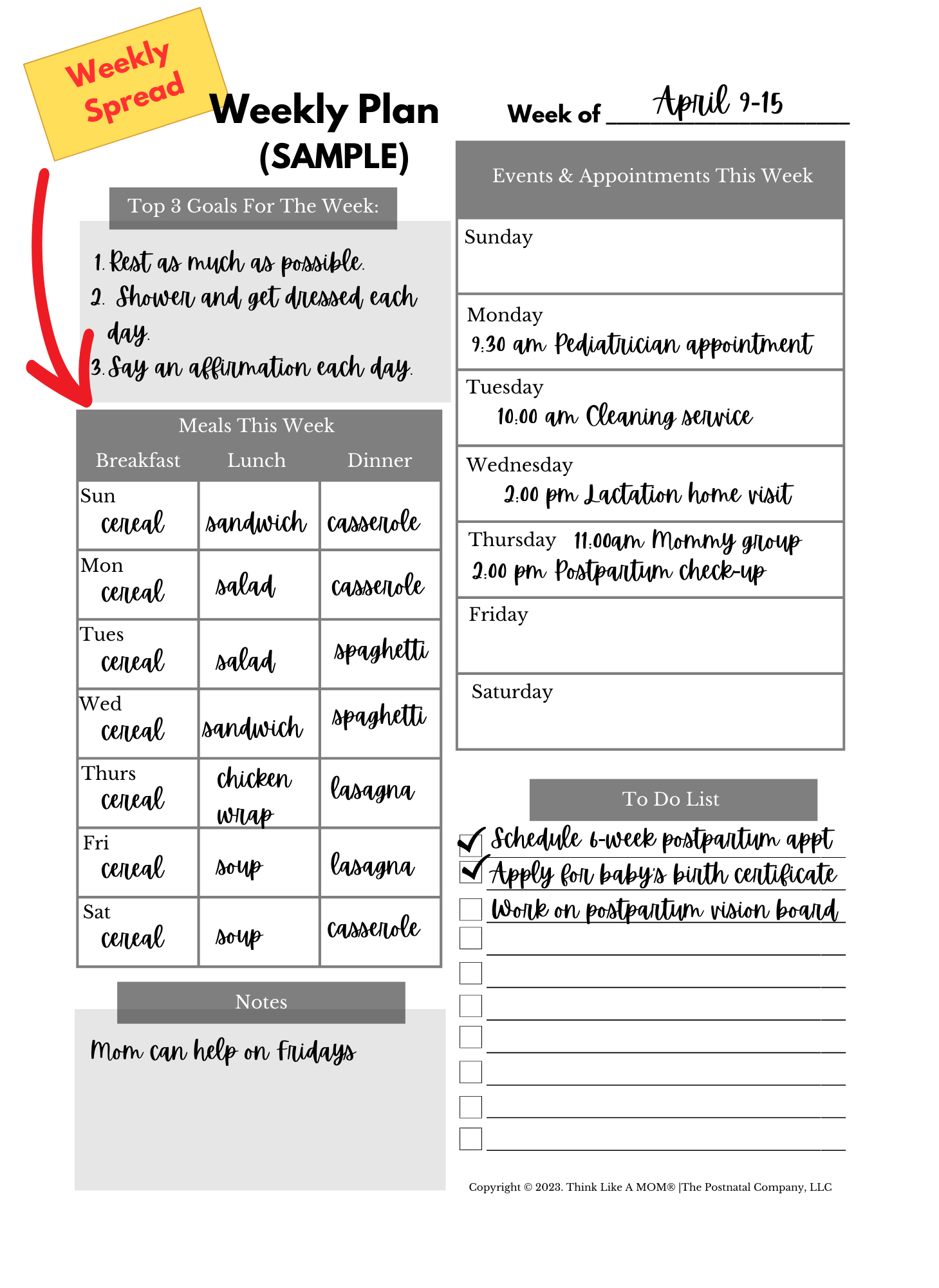 Think Like A Mom - Wholesale Planner - Postpartum Planner7