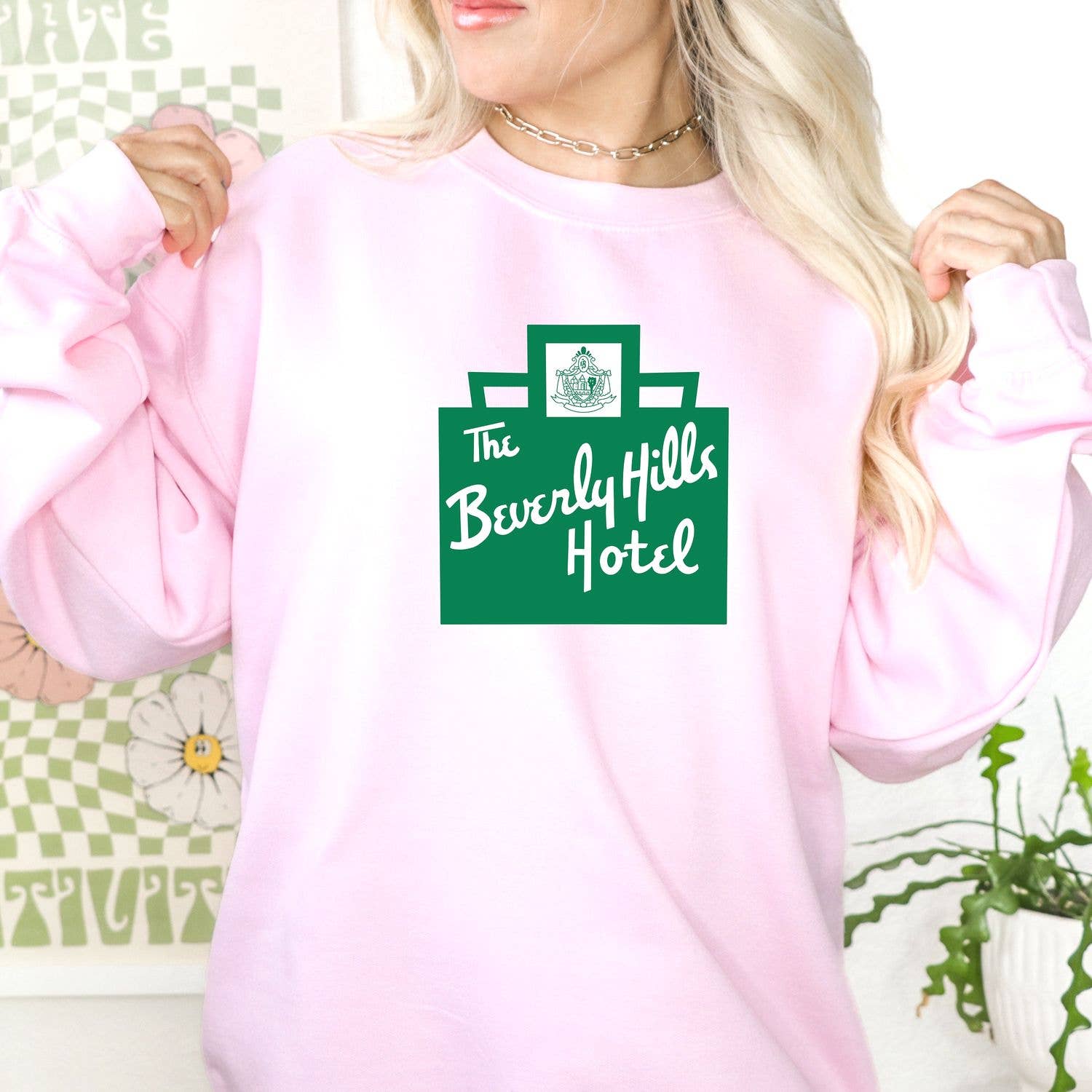 TheKingShirt - Wholesale Graphic Sweatshirt - Women's - Beverly Hills Hotel Crewneck Sweatshirt, Cute Gift For Her1