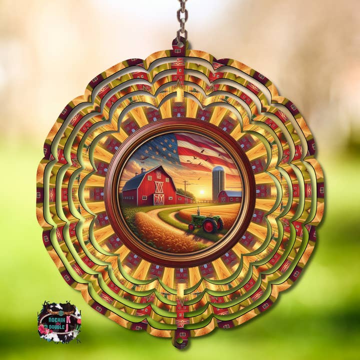 America Farm Wind Spinner for wholesale by Rockin K and Double J