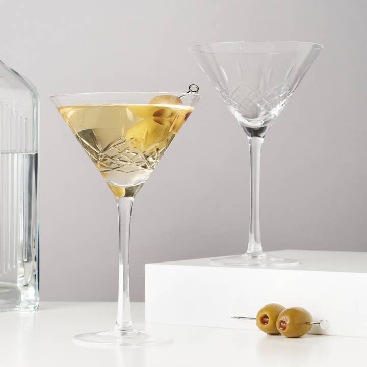 Viski - Wholesale Cocktail/Liquor Glass - Admiralâ„¢ Vintage-Style Crystal Martini Glasses - Set of 2