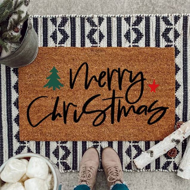 Merry Outdoor Coir Doormat for wholesale by Haddy Jack’s Design Co.