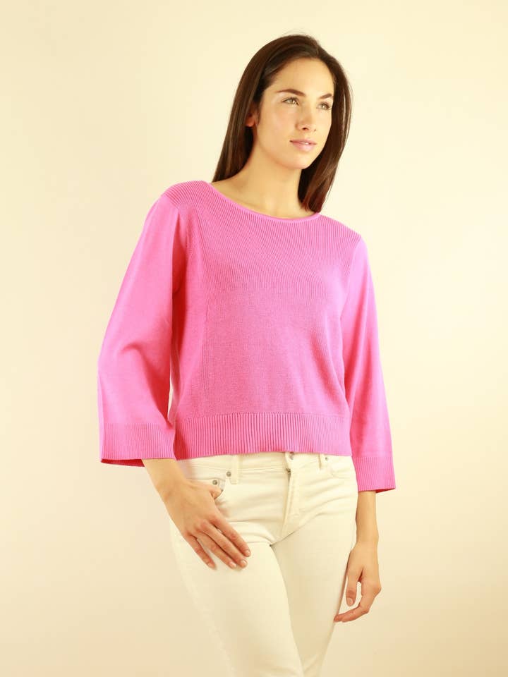 Pima Cotton Boat Neck Flare Sleeve #173318 for wholesale by Belford