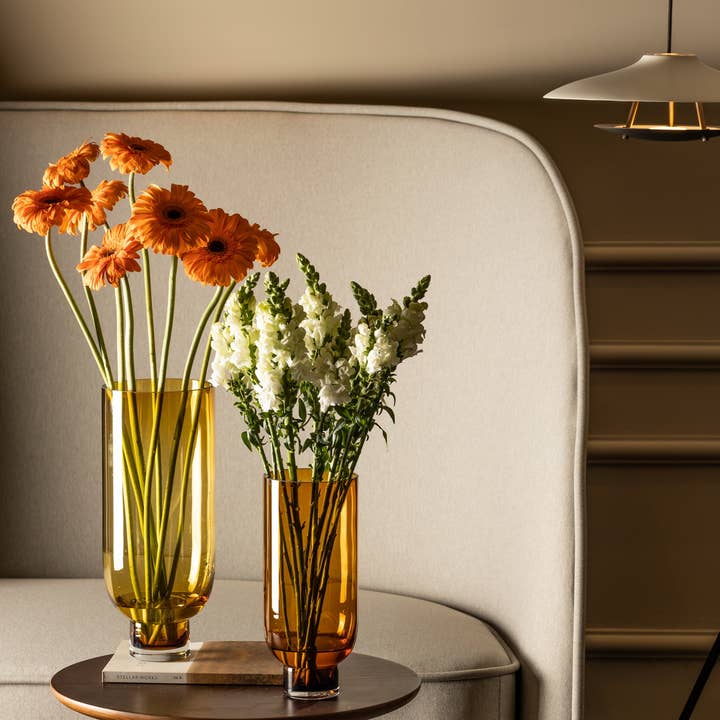 Element Accessories EU - Wholesale Vase - Modern luxury glass vase, beautiful amber+grey, OMAHA 14+18