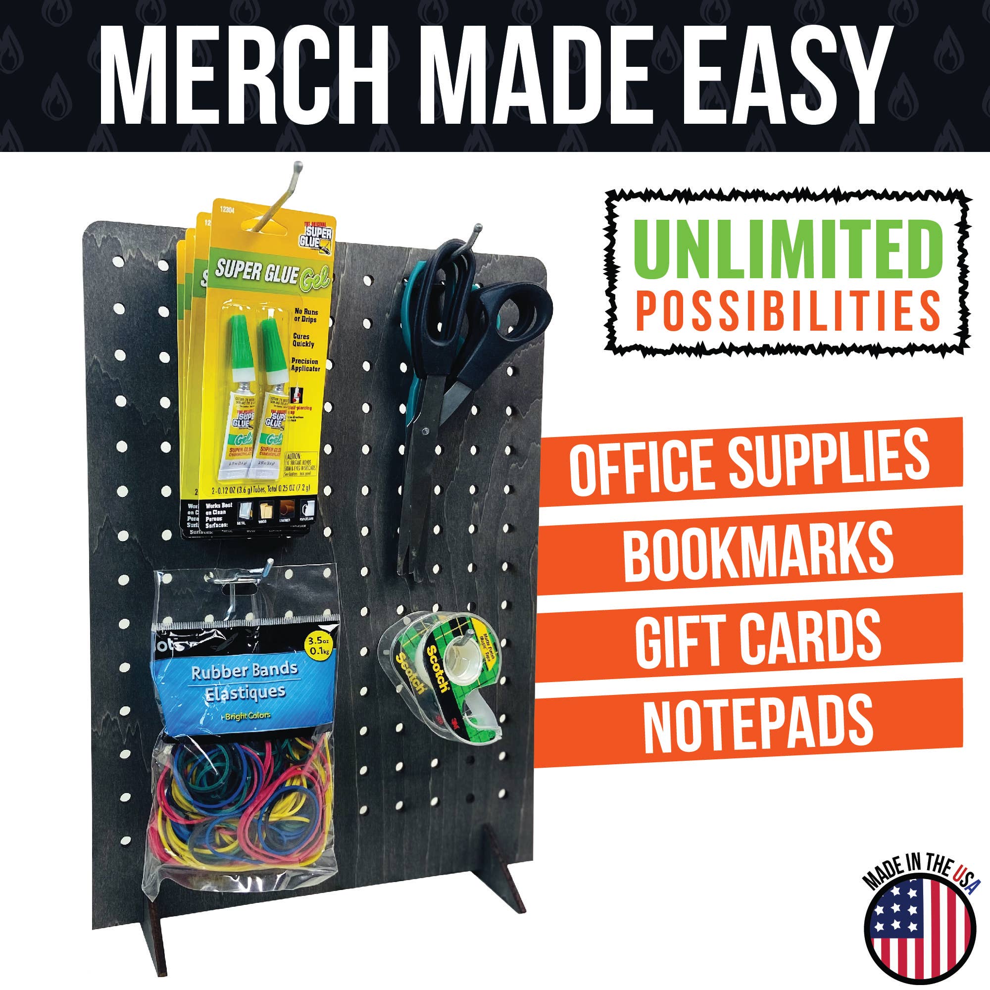 Torched Displays – wholesale Retailer display stand/case – Pegboard Display - Various Sizes and Colors55