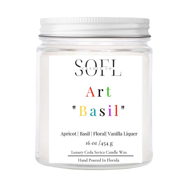 Art „Basil“ Kokosnuss Aprikose Soja-K für den Großhandel von So FL Candle Co.