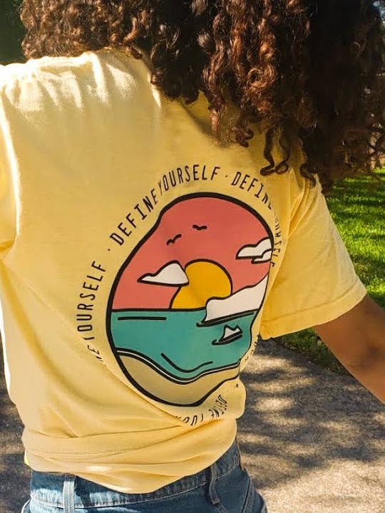 The Sunset Tee In Yellow for wholesale by B.D.F.O. Lifestyle