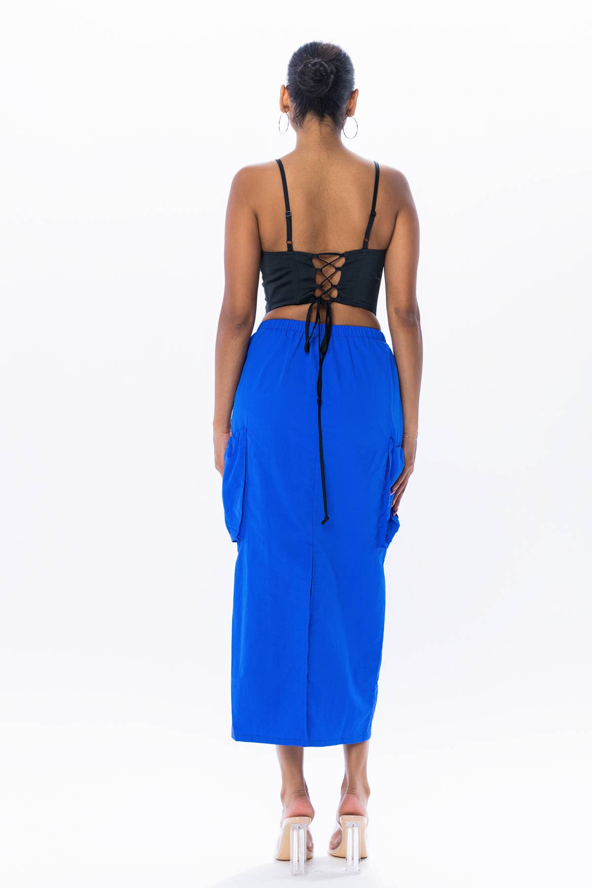 No Vacancy – Saia - Mulher por atacado – Saia cargo midi com detalhes em cadarço0