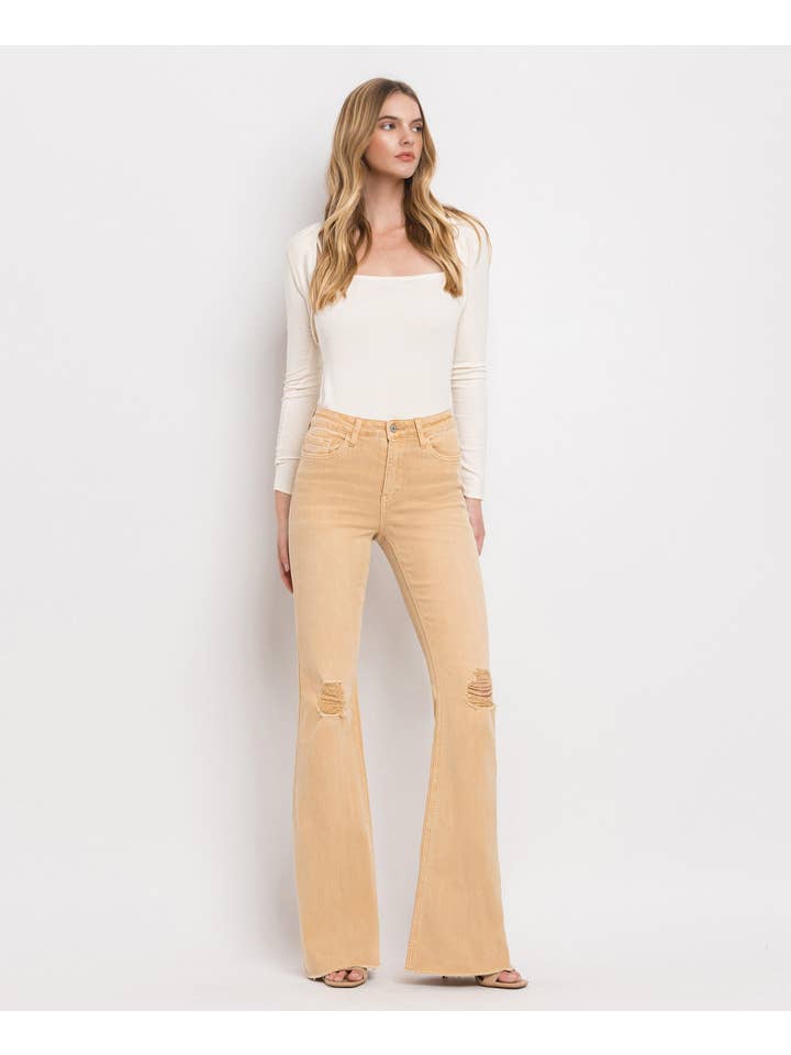 DEW DROP HIGH RISE SUPER FLARE JEANS V3029 for wholesale on Faire