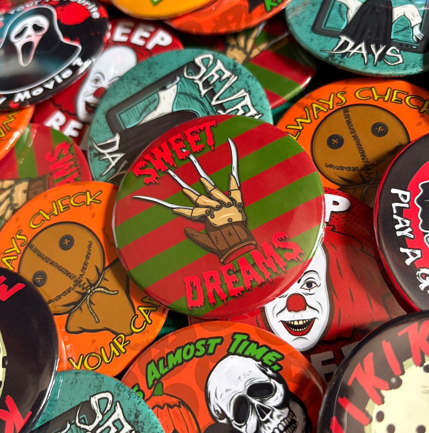 October 31st - Wholesale Lapel Pin/Button - Sweet Dreams Horror Inspired Large Badge0