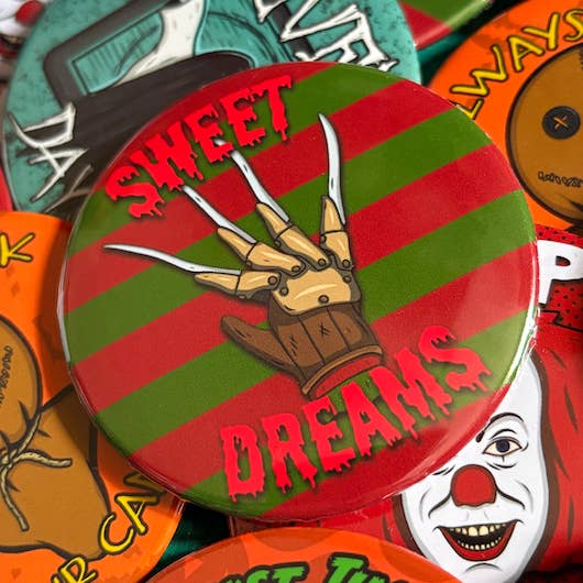 October 31st - Wholesale Lapel Pin/Button - Sweet Dreams Horror Inspired Large Badge0