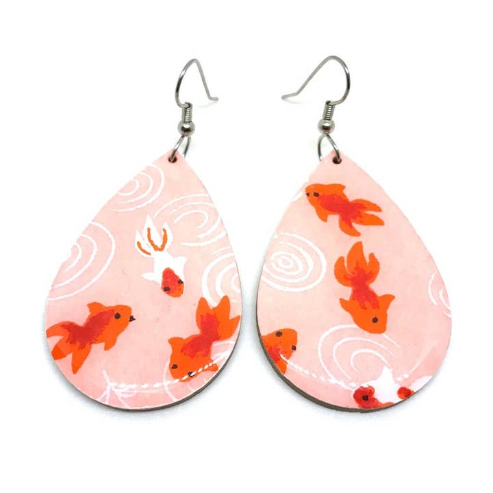 Pink Koi Tead Drop Earrings for wholesale by Prettykiku