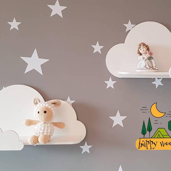 Set van 2 Cloud Shelf - Kinderkamerdecoratie voor wholesale door Happy Woody