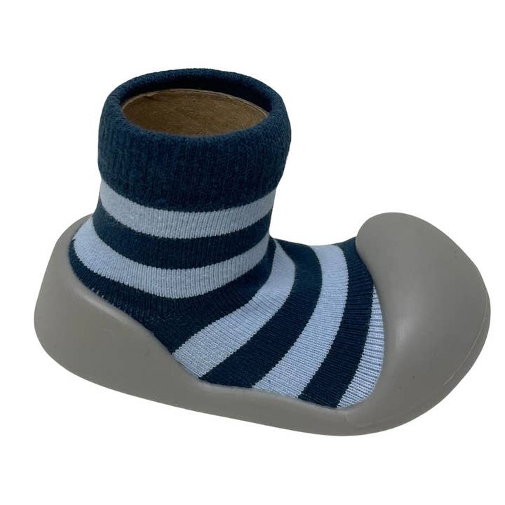 ES Kids - Wholesale Socks - Kids & Baby - Rubber Soled Socks - Blue/Navy Stripe