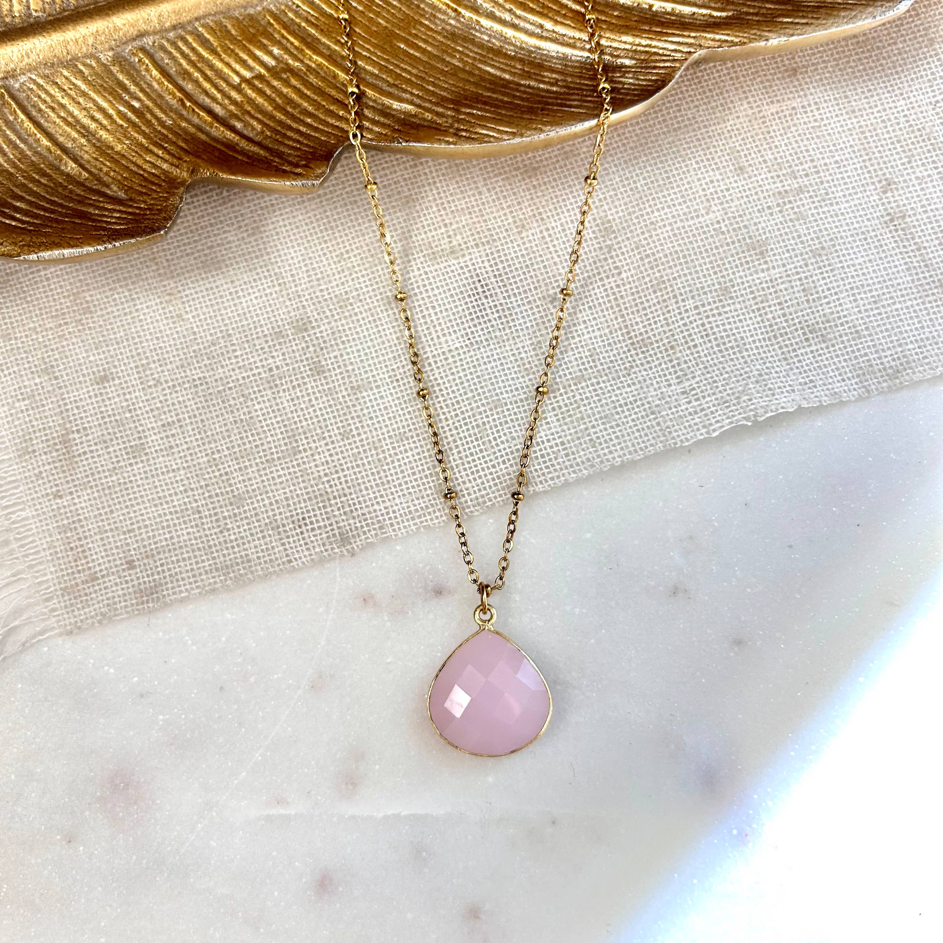 GINANDGER - Vendita all'ingrosso Collana con ciondolo/pendaglio - COLLIER JUSTINE QUARZO ROSA2