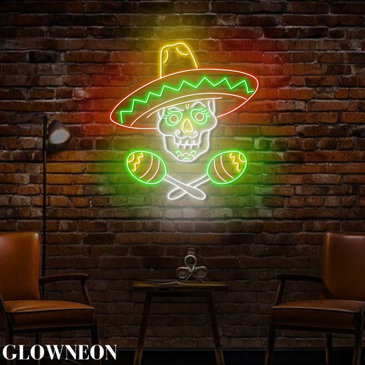 Glow Neon - Wholesale Neon Sign - Skull Dead Of The Day Led Sign, Mexican Day Of The Dead Art