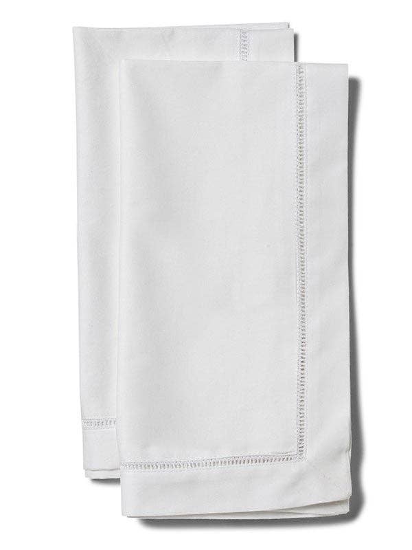 Dinner Napkins - White Cotton With Hem Stitch (Set of 2) for wholesale by Jacaranda Living