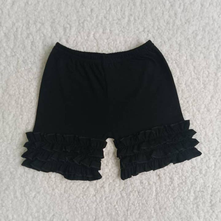 Black icing ruffle shorts for wholesale by Aier Wholesale