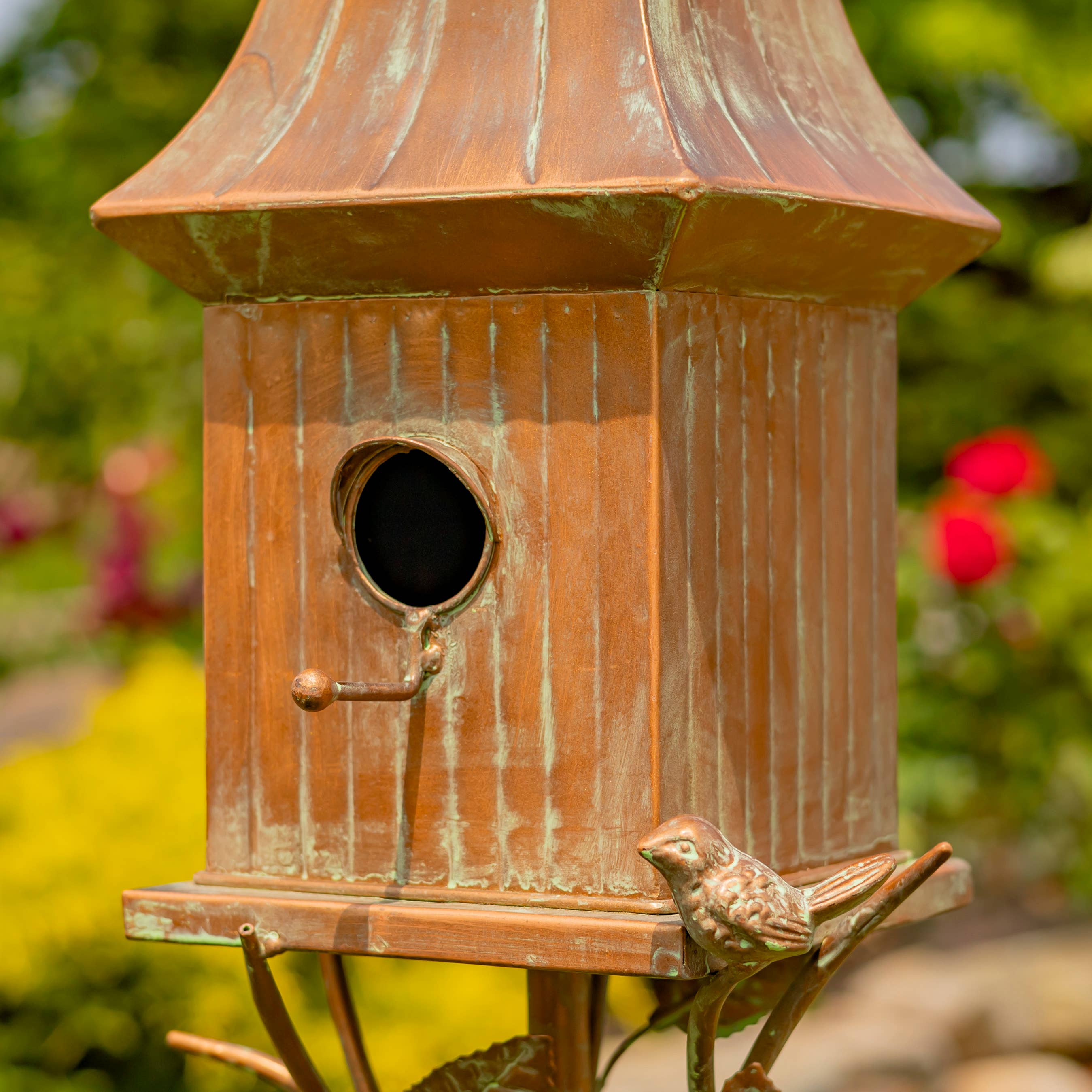 Zaer Ltd. International - Wholesale Bird House - 64.5" Tall Iron Birdhouse Stake "Ava"- 2 Color Options9