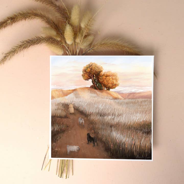 Hannah Farrs – wholesale Art print – Pug Art Print- Heart warming fawn & black Pug lovers gift3