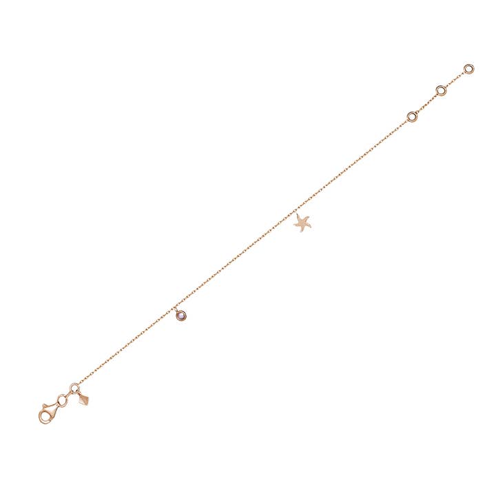 Cavigliera Seastar - Cavigliera in oro 14 carati, zirconi viola per la vendita all'ingrosso da parte di MOSUO Jewellery