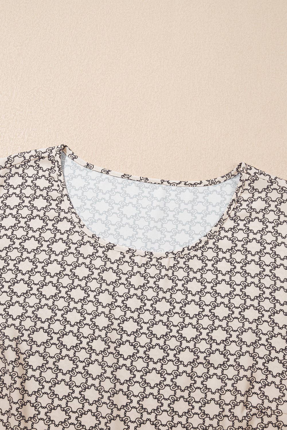 Geometric Plus Size Khaki Print Ruffled Sleeve Blouse for wholesale on Faire4