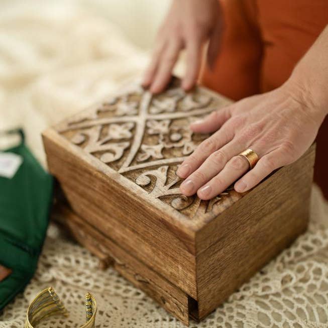 Mercy House Global - Wholesale Jewelry Box/Organizer - Hand-carved Mango Wood Jewelry Box