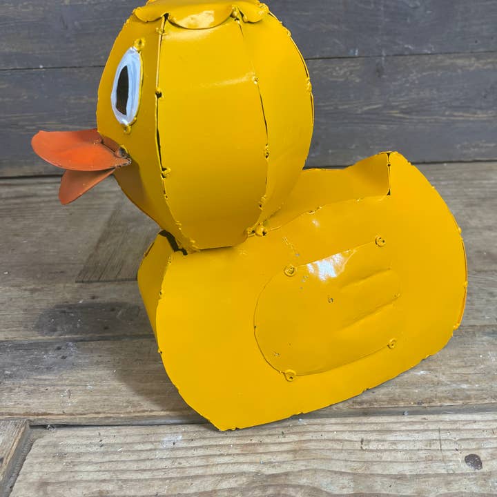 My Amigos Imports - Venta al por mayor Adornos/decoración de exteriores - Pato de Metal Recuperado-Amarillo-Jardín-Arte de Patio-Dos Tamaños-OFERTA