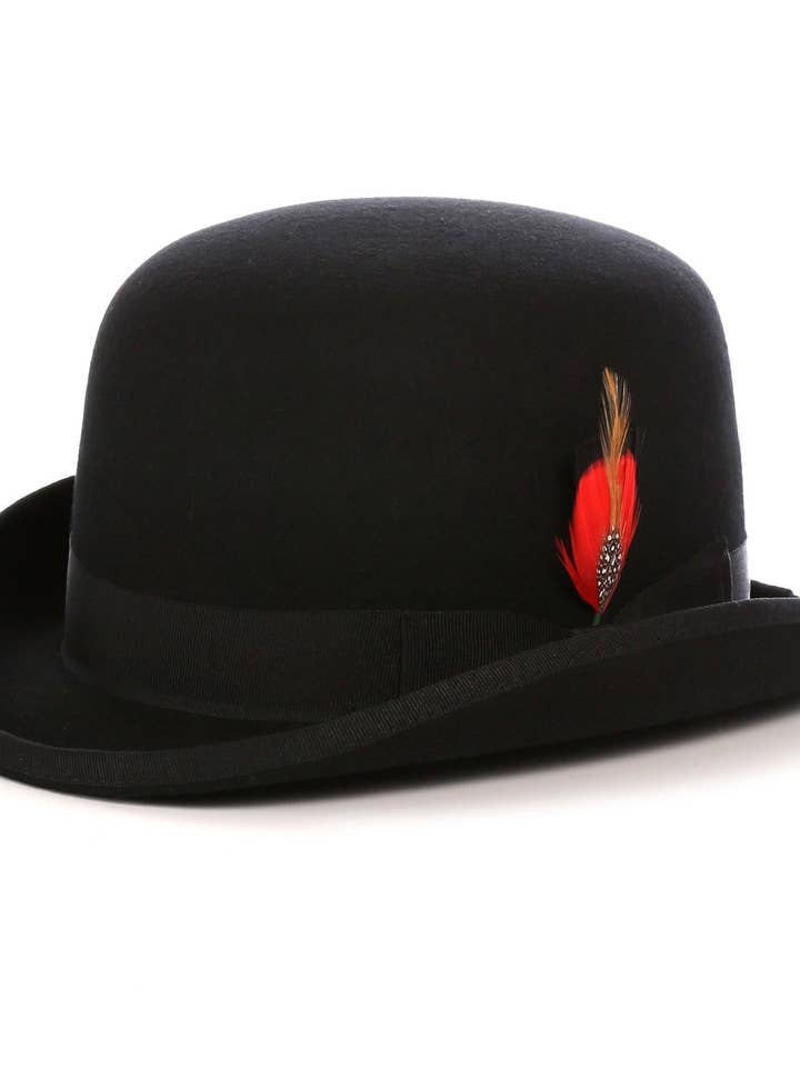 Premium Wool Black Derby Bowler Hat for wholesale by Ferrecci