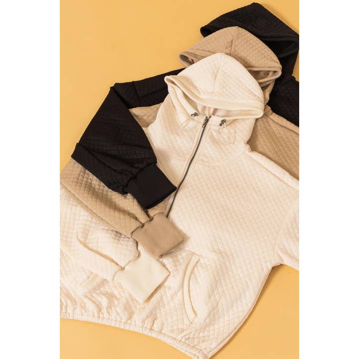 HYFVE - Wholesale Hoodie - Women's - HF25C358-Quilted Knit Hood Top