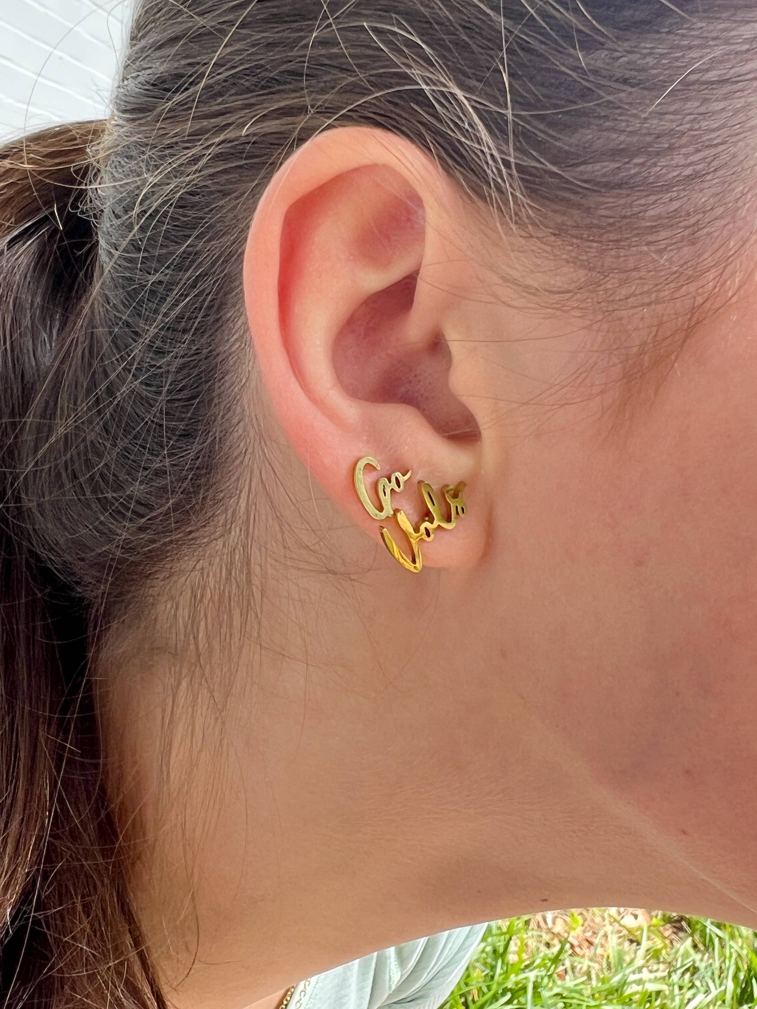 Steele Sloan Designs - Wholesale Stud/Post Earrings - Go Vols Cute Game Day Gold Stud Earrings, Tennessee Gameday1