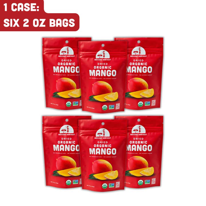 Mavuno Harvest Organics - Wholesale Dried/Dehydrated Fruit - Organic Dried Mango, 6-pack case