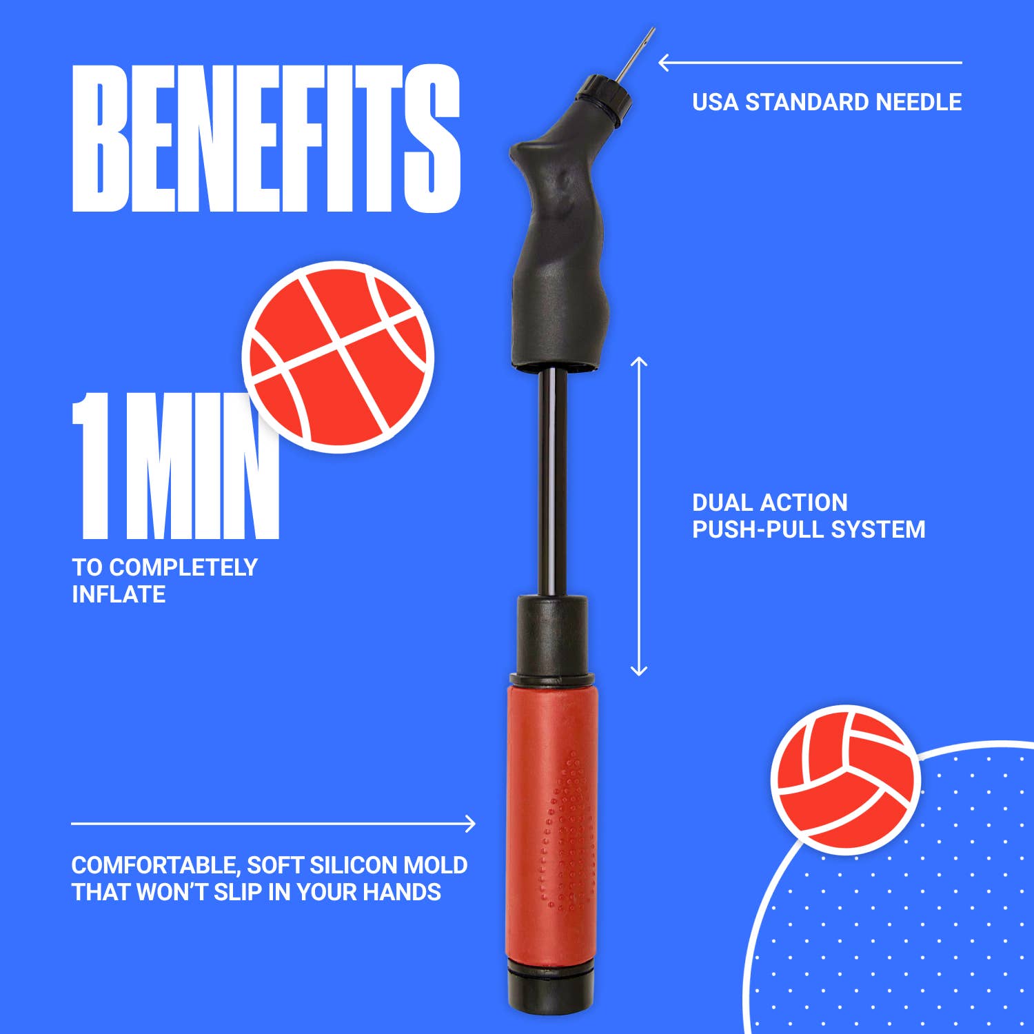 Black SPORTBIT Ball Pump with 5 Needles for wholesale on Faire2