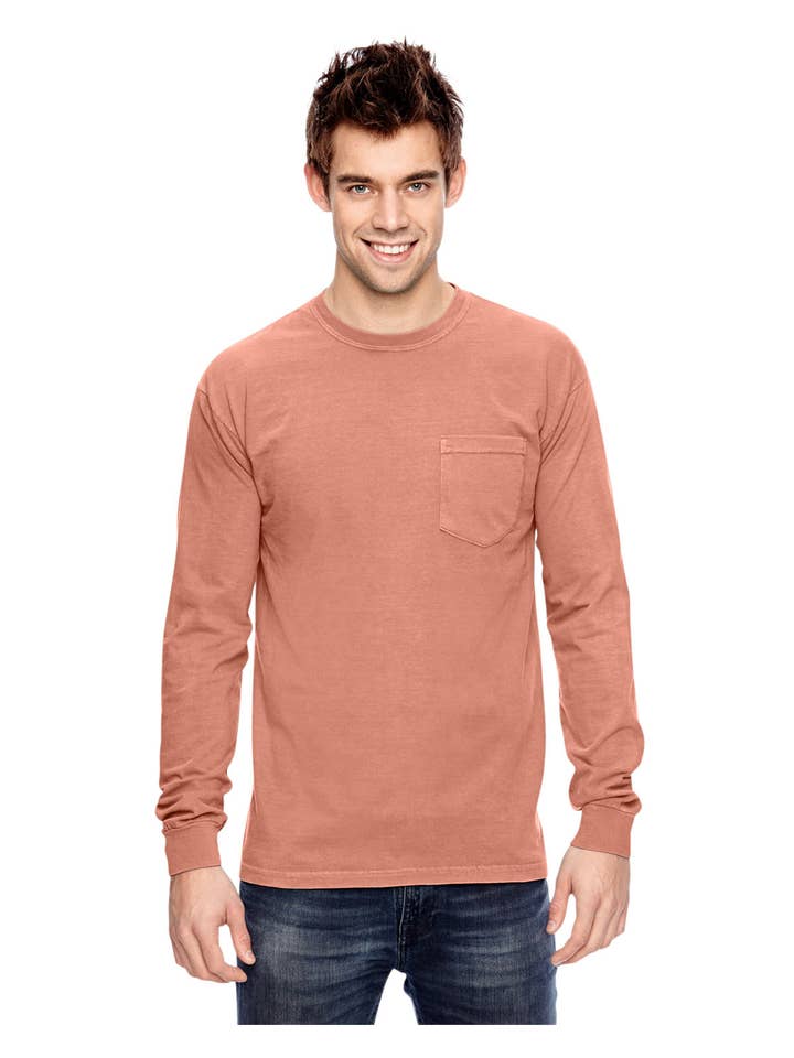 Total Apparel - Wholesale T-Shirt - Men's - Comfort Colors Garment-Dyed Long-Sleeve Pocket T-Shirt C441011