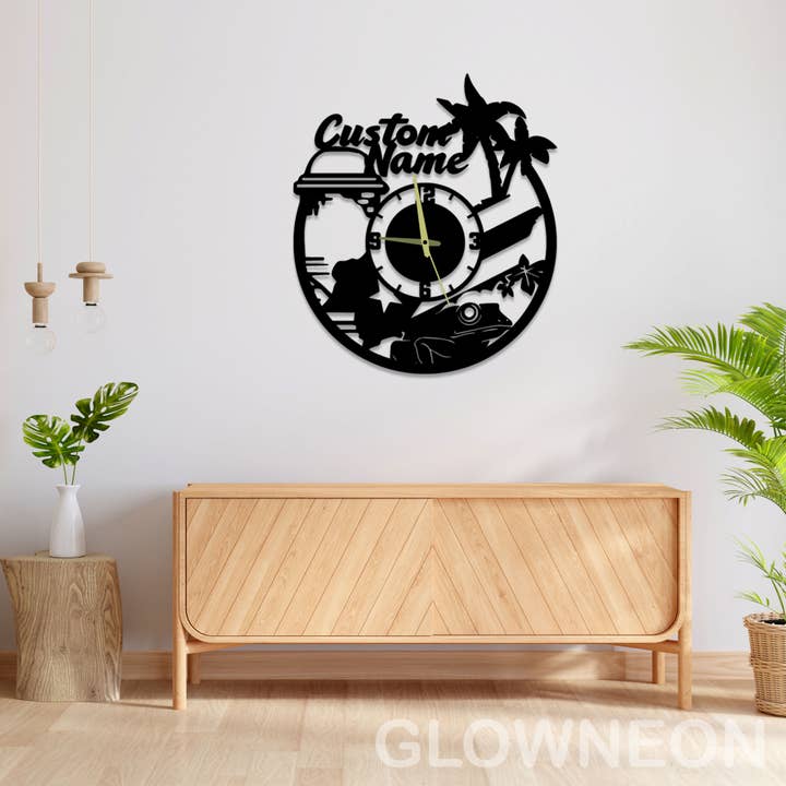 Glow Neon - Wholesale Wall Accent - Customized Puerto Rico Metal Clock Sign Puerto Rico Wall Art