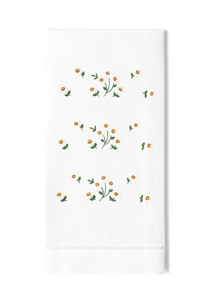 Daisies Scatter Hand Towel for wholesale by Henry Handwork