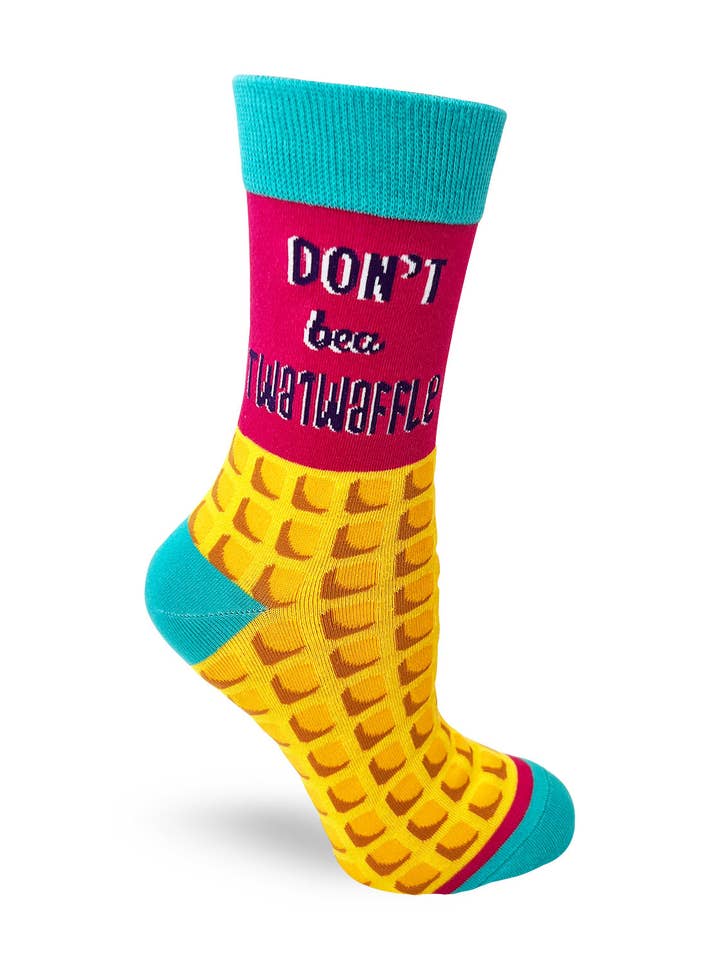 Fabdaz - Wholesale Socks - Women's - Funny ladies' crew socks with saying "Don't Be a Twatwaffle"1