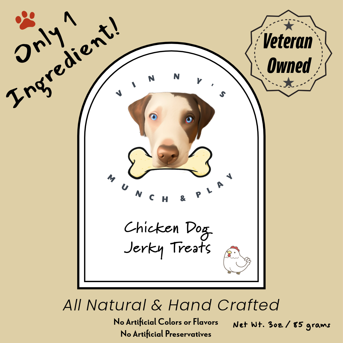 Vinny's Munch & Play - Wholesale Pet Treats - Dog - Smoked Chicken Dog Jerky 2
