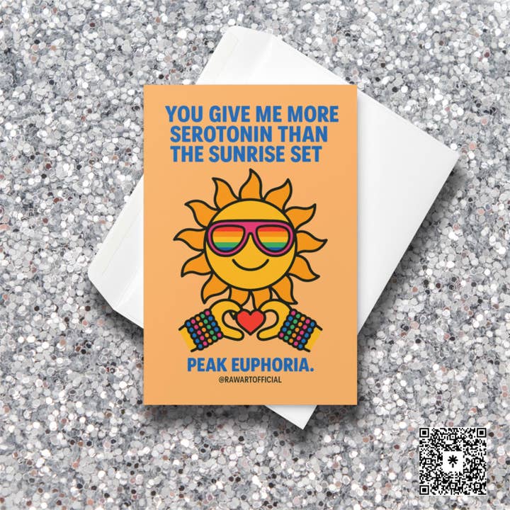 Roligt kärlekskort: Serotonin Valentine, Rave Romance, Topp eufori förhållande för wholesale av Hot Mess Paper Co.