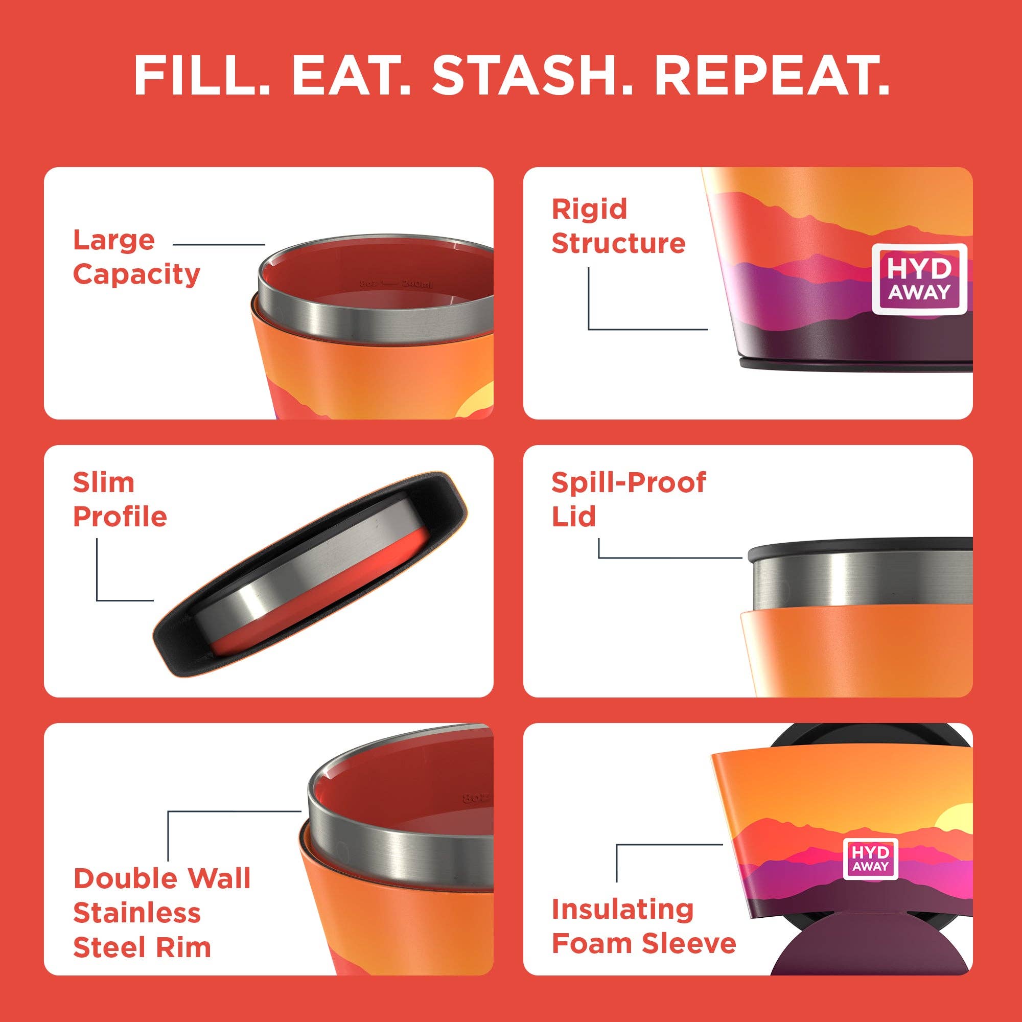 HYDAWAY – Tigela por atacado – Tigela isolada dobrável | 360 ml (1,5 xícara)19