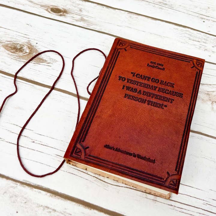 Soothi | Containers Of Creativity - Wholesale Journal/Diary - Alice In Wonderland by Lewis Carroll Quote Leather Journal