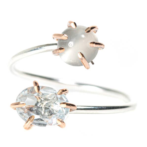 Anello a infinito con diamante Herkimer riempito in oro 14 carati e lunetta per la vendita all'ingrosso da parte di Made Designs