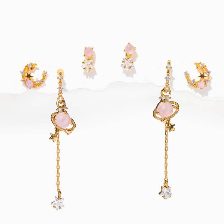 Pink Jupiter Earring Set for wholesale by Girls Crew